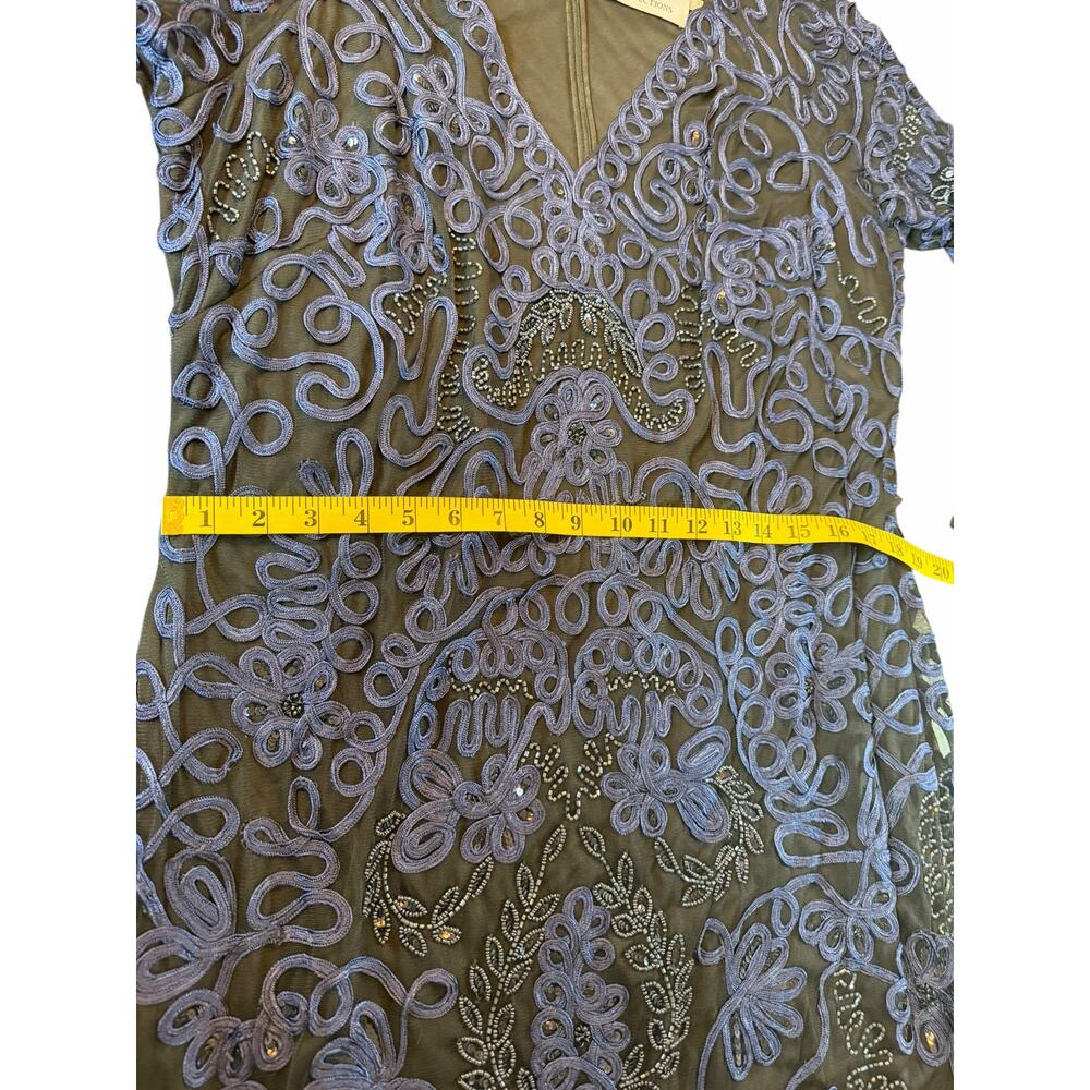JS Collections Navy Embroidery Beaded Dress - Size 16W - Picture 8 of 16
